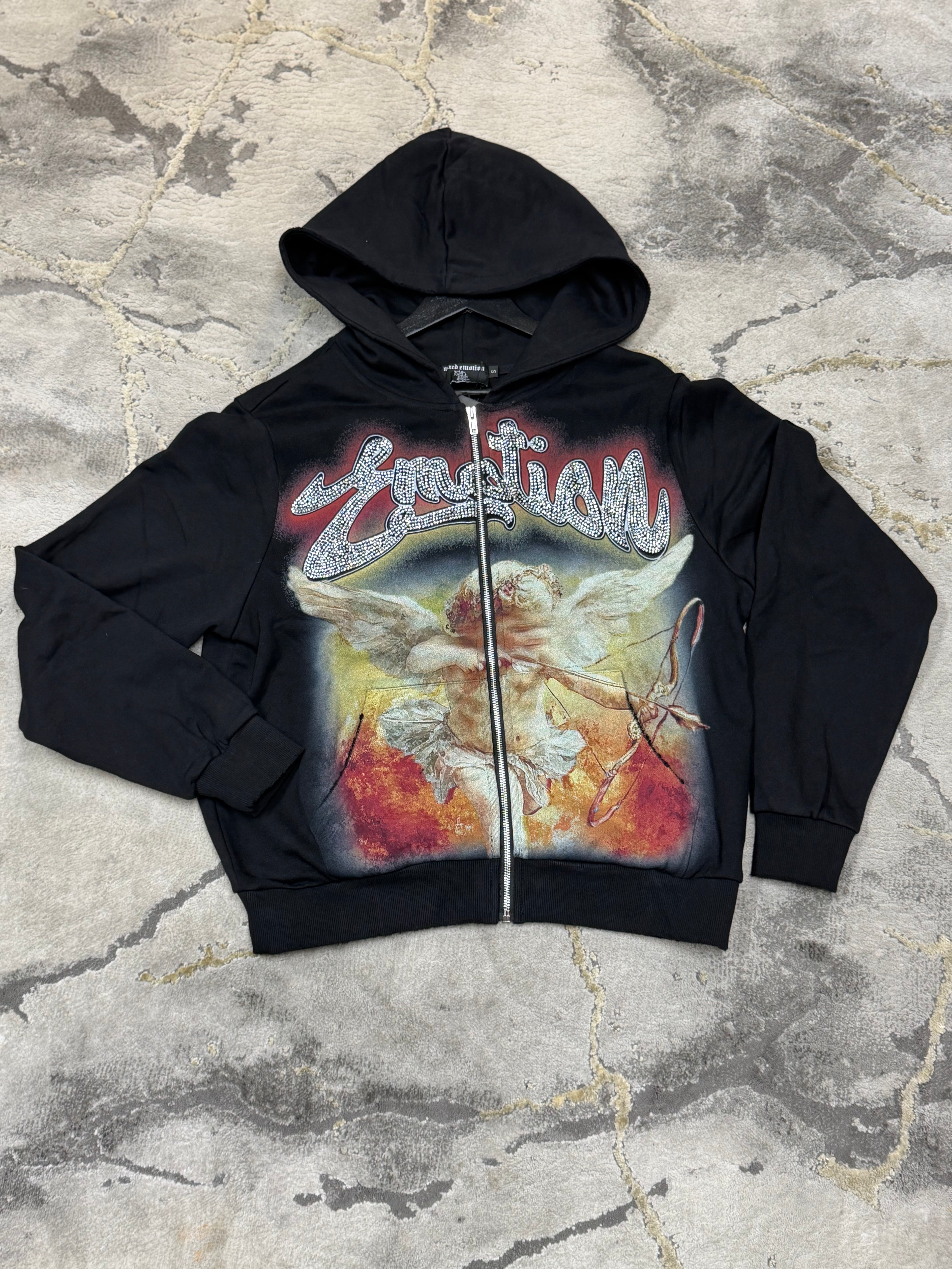 Mixed Emotion Black Angel "Rhinestone" Hoodie