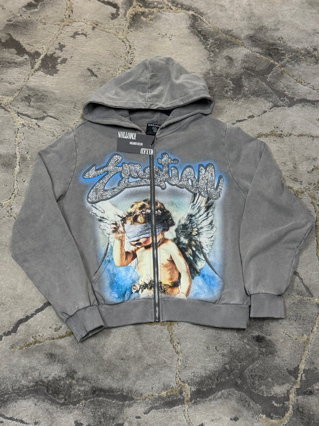 Mixed Emotion Grey “Rhinestone“ Hoodie