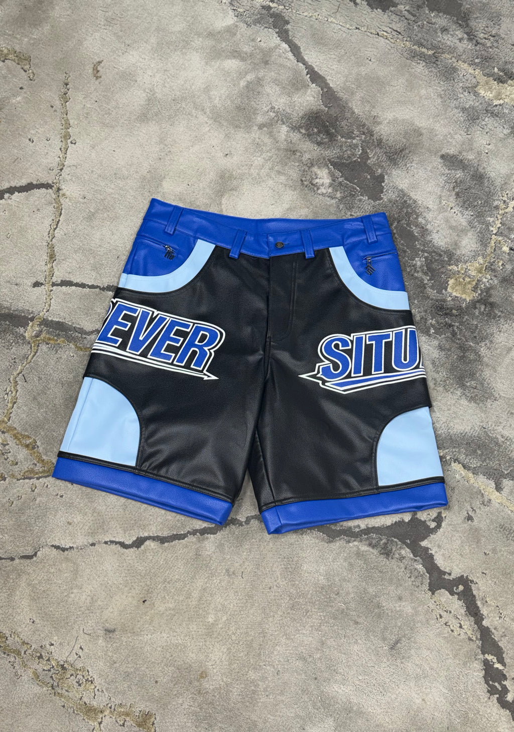 Forever Situated Leather Shorts (Blue)